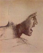 Haga click para ver la imagen ampliada sketches - head of a warrior study for 'the battle of anghiari' c_1504-06.jpg